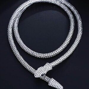 Silver Bendable Snake Choker Necklace